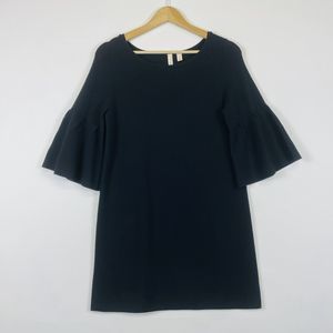 Moth Anthropologie Black Fine Knit Flare Half Sleeve Pullover Dress Womens Small